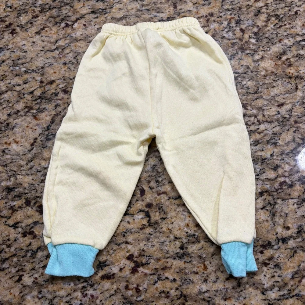 Vintage Tuff Cookies Pastel Yellow Blue Trim Sweatpants Kids 12M Joggers Taiwan